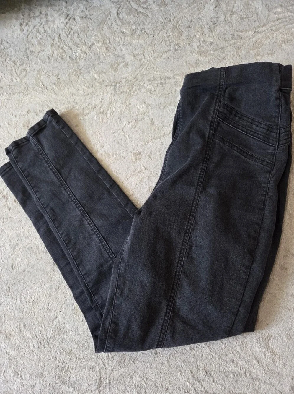 Free People Elastic Waist Black Skinny Jeans